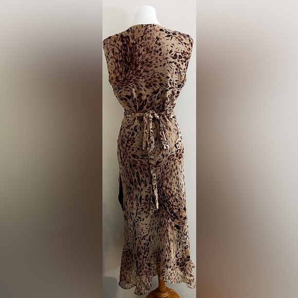 Vintage Ice silk wrap dress animal print party wedding classic chic - Picture 2 of 5